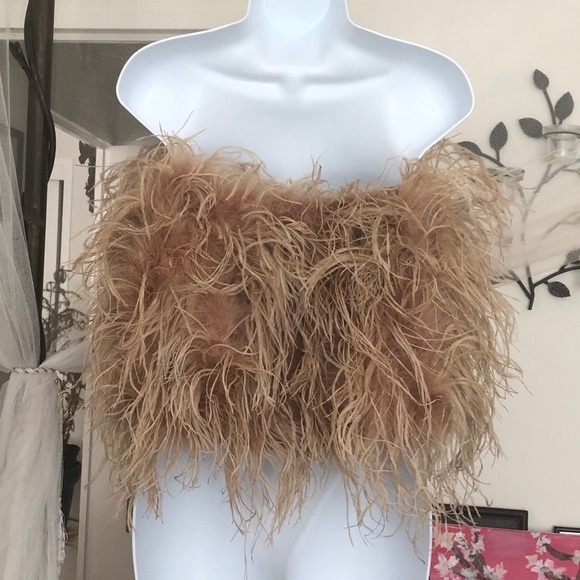 🎉 New 100% Real Ostrich Feathers Crop Top - Picture 6 of 17